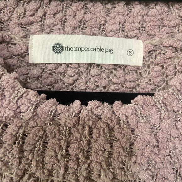 The Impeccable Pig EUC dusty rose popcorn textured tunic sweater w/ side slits S - Picture 3 of 5